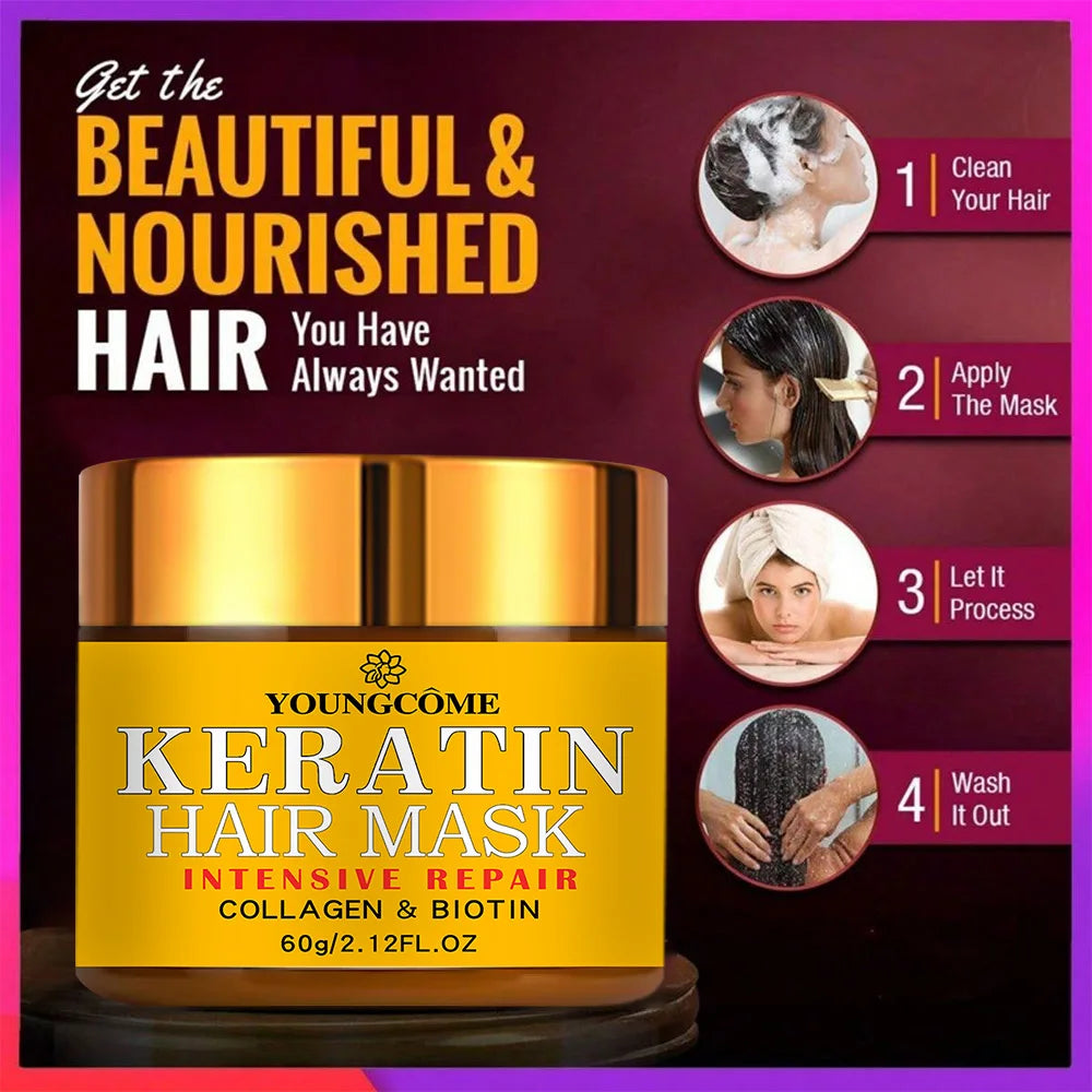 Hair Repair Mask with Biotin, Collagen & Keratin – Deep Nourishing Treatment for Dry & Damaged Hair